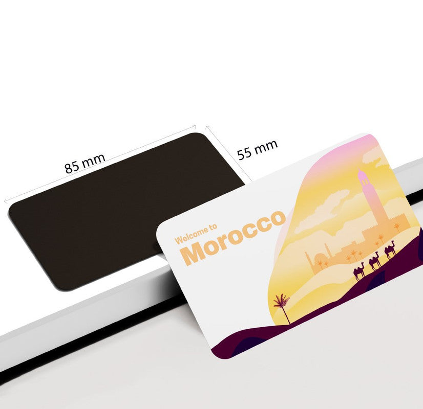 dhcrafts Rectangular Rubber Fridge Magnet / Magnetic Card Multicolor Morocco Design Pack of 1 (8.6cm x 5.4cm)